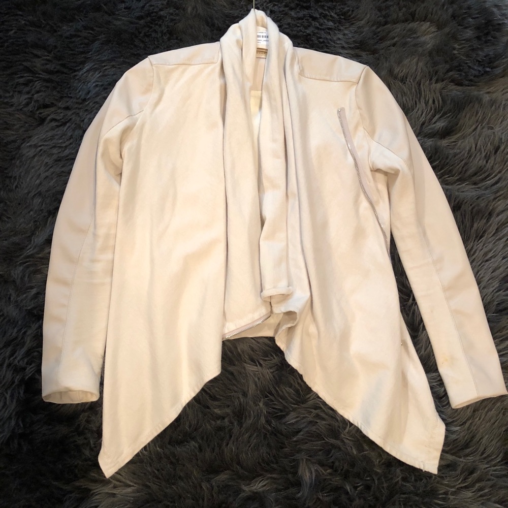 Blank cream leather/thick cotton jacket XS